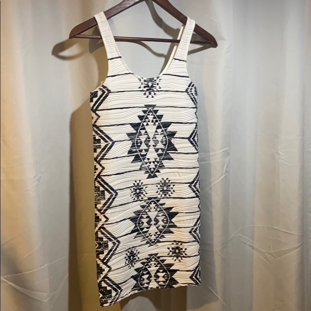 White and Blue Bodycon Dress- Size Small